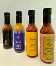 Limited edition gift box with four 5-ounce gourmet hot sauces including Bluto's Liquid Gold.