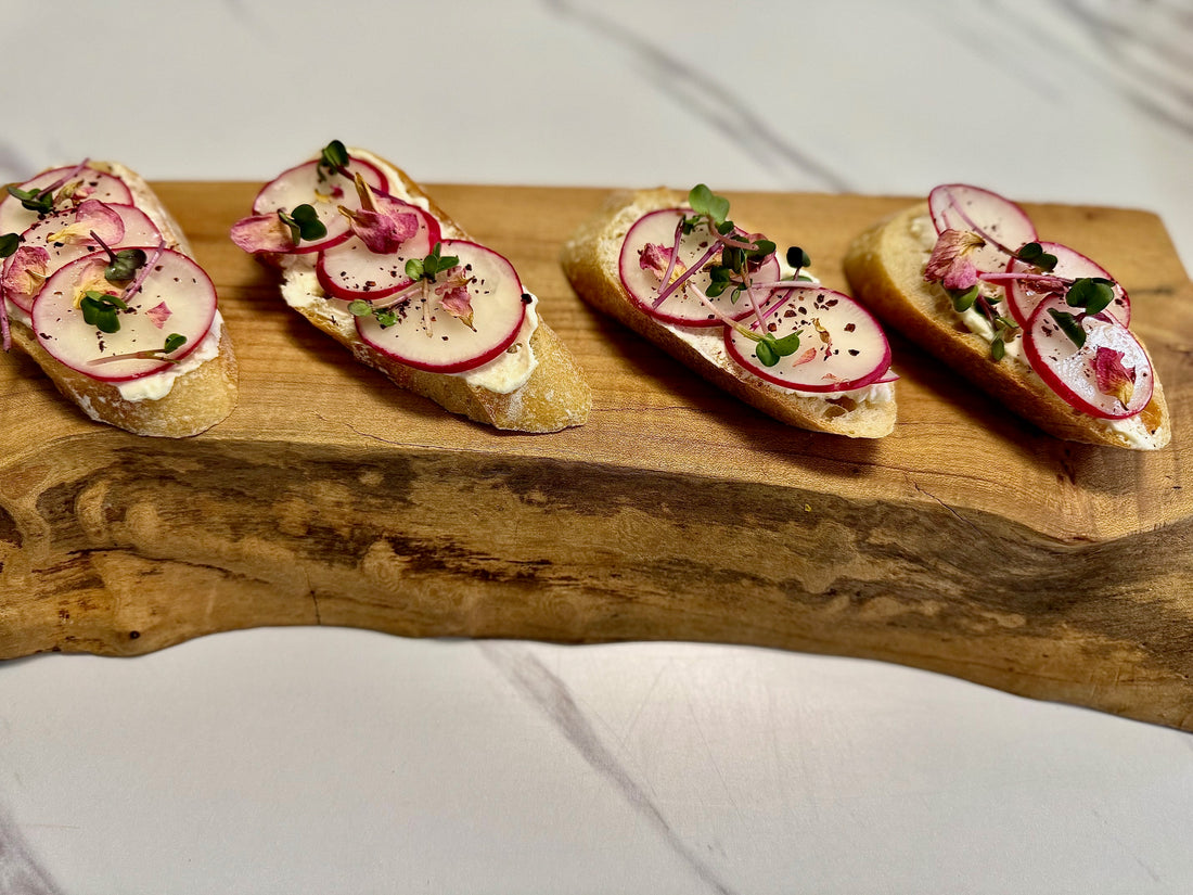 Image of Canapé with radishes and whipped feta