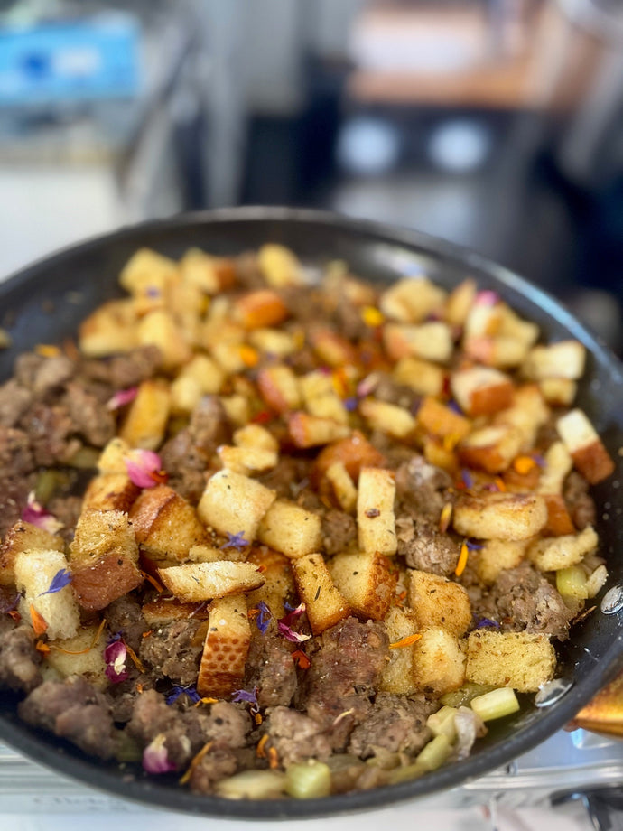 The Best Skillet Sausage Stuffing