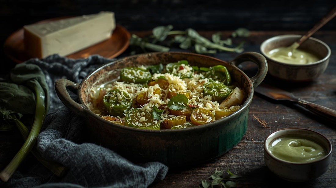 Creamy Braised Leeks with Olive Oil Fried Toast