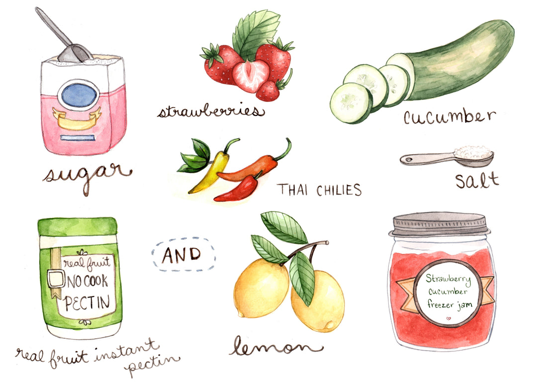 Strawberry Cucumber Freezer Jam