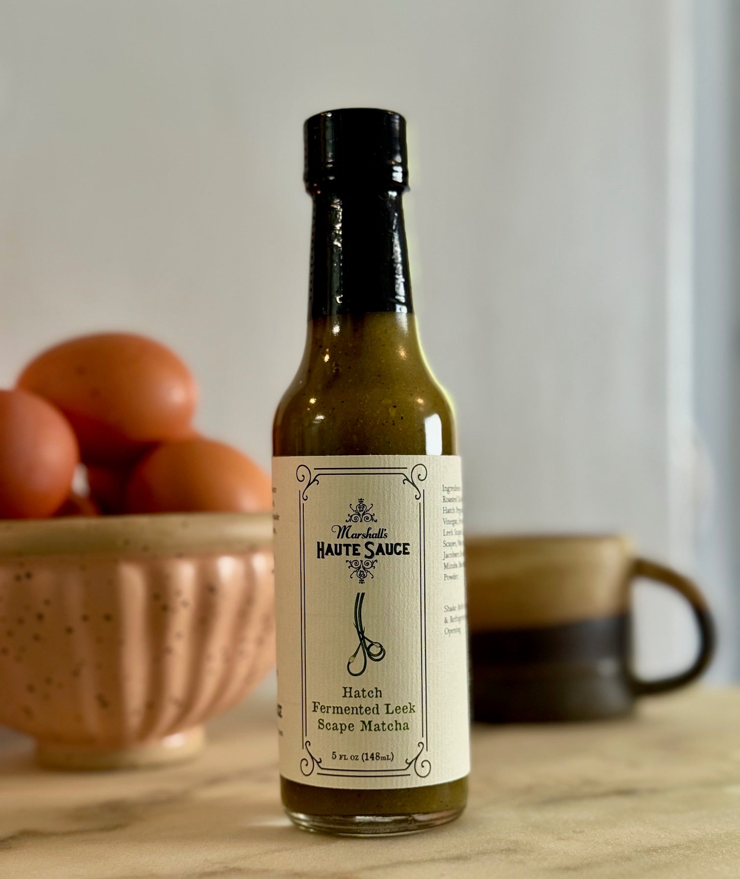 Matcha Tea Hot Sauce- Hatch Fermented Leek Scape Matcha Savory Hot Sauce