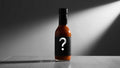 Mystery sauce bottle with question mark label, highlighting the surprise flavor included with your order.