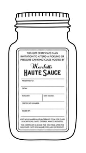 gift certificate for canning class portland oregon